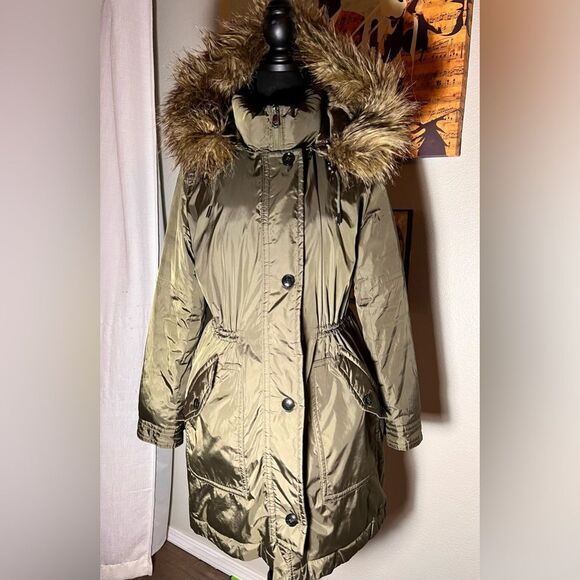 Banana Republic Women’s Parka Removable Hood Olive Green Coat EUC!! - Picture 4 of 12